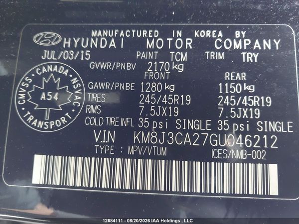 2016 HYUNDAI TUCSON LIMITED/SPORT AND ECO/SE — I17