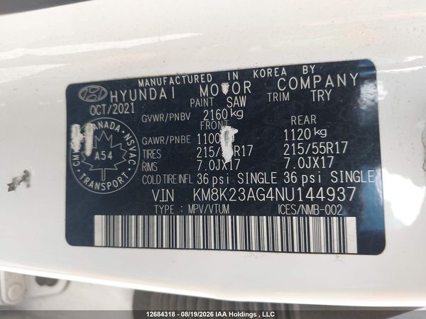2022 HYUNDAI KONA SEL