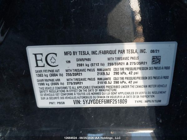 2021 TESLA MODEL Y PERFORMANCE