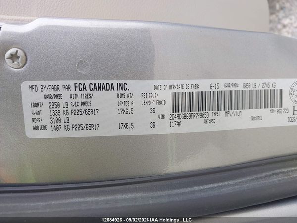 2015 DODGE GRAND CARAVAN SE — I9