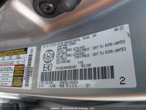 2024 TOYOTA TUNDRA SR 4X2
