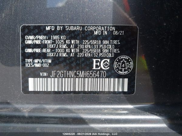 2021 SUBARU CROSSTREK LIMITED — I9