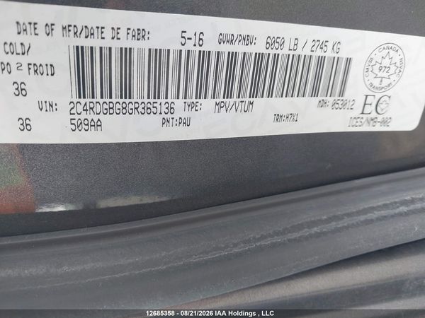 2016 DODGE GRAND CARAVAN SE/SXT