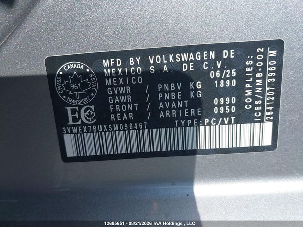 2025 VOLKSWAGEN JETTA SE — I9