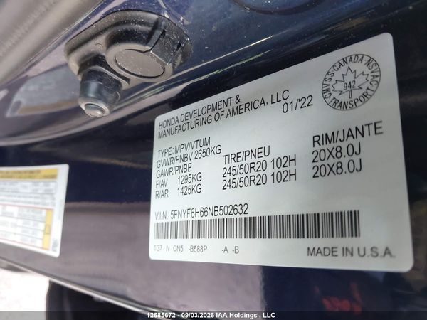 2022 HONDA PILOT TOURING