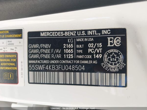 2015 MERCEDES-BENZ C 300 4MATIC