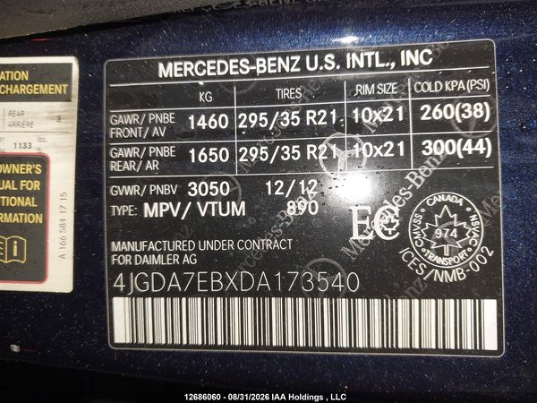 2013 MERCEDES-BENZ ML 63 AMG ML63 AMG 4-MATIC — I9