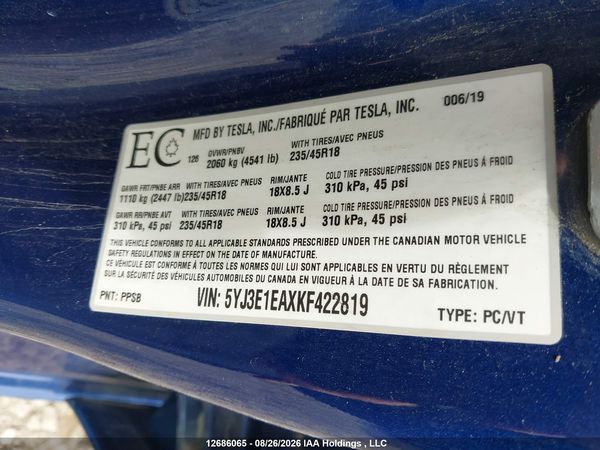2019 TESLA MODEL 3