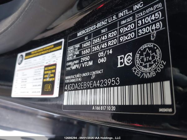 2014 MERCEDES-BENZ ML 350 BLUETEC 4MATIC — I9