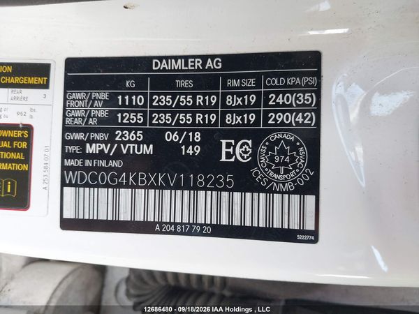 2019 MERCEDES-BENZ GLC 300 4MATIC — I20