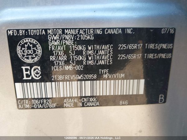 2016 TOYOTA RAV4 LE