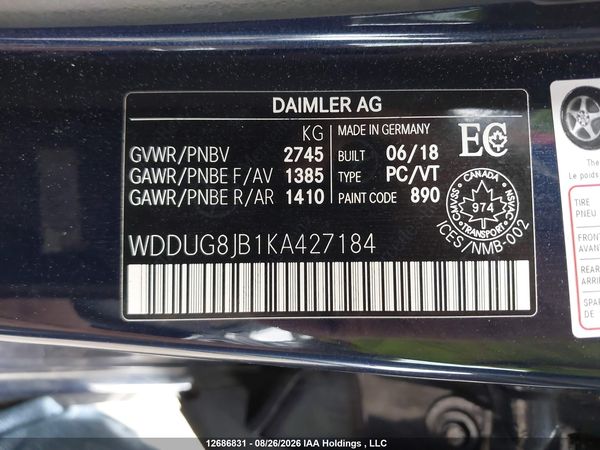 2019 MERCEDES-BENZ S 63 AMG 4MATIC