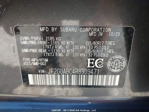 2024 SUBARU CROSSTREK Base — I9