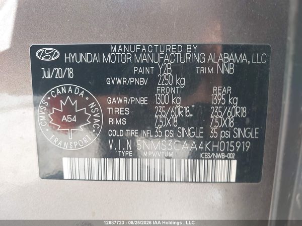 2019 HYUNDAI SANTA FE LUXURY