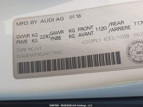 2018 AUDI A5 PREMIUM PLUS S-LINE