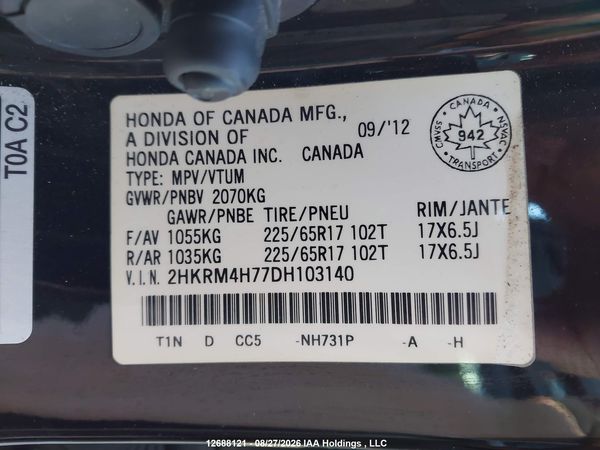 2013 HONDA CR-V EXL — I9
