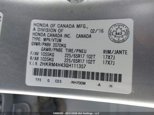 2016 HONDA CR-V SE — I18