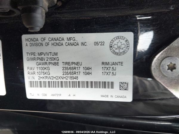 2022 HONDA CR-V LX