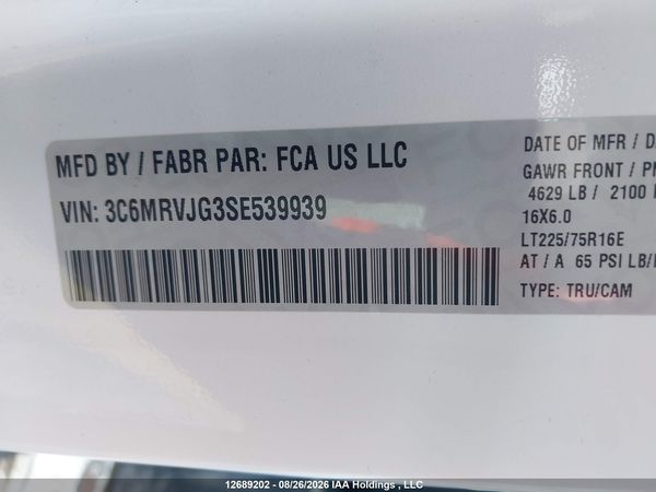 2025 RAM PROMASTER 3500 3500 HIGH