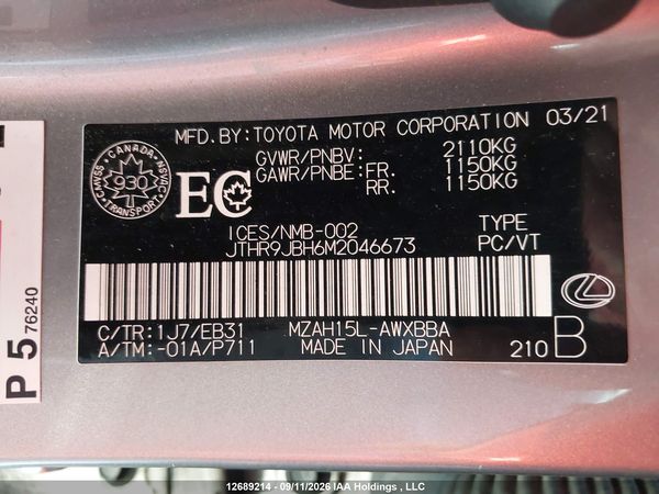 2021 LEXUS UX 250H 250h F Sport Premium — I19