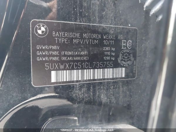 2012 BMW X3 XDRIVE35i — I9