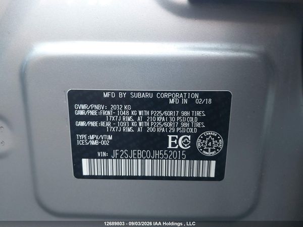 2018 SUBARU FORESTER Base P