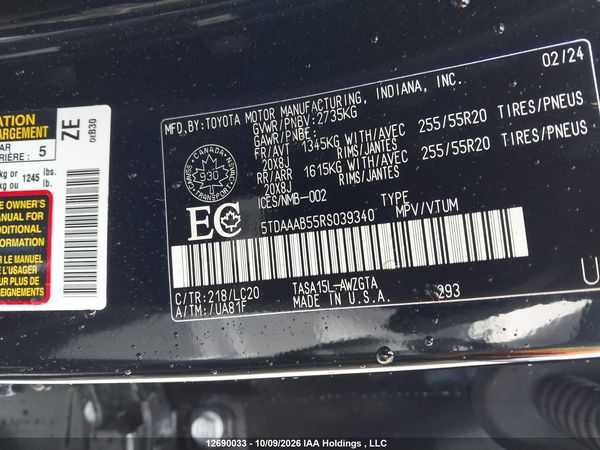 2024 TOYOTA GRAND HIGHLANDER LIMITED/XLE — I19