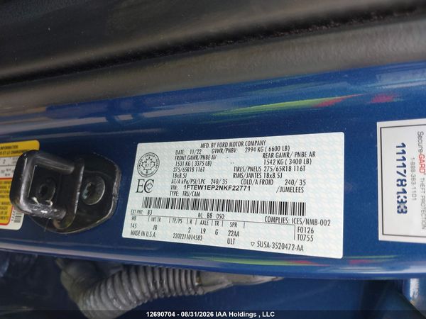 2022 FORD F-150 XL