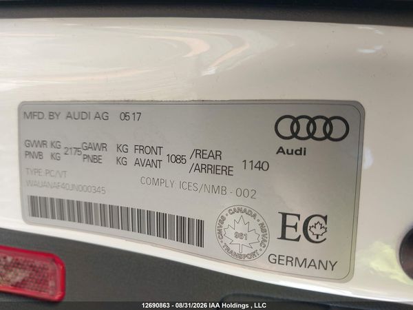 2018 AUDI A4 2.0T KOMFORT