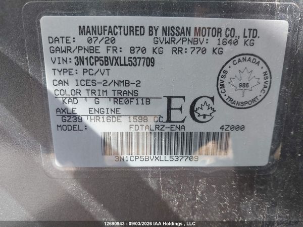 2020 NISSAN KICKS S — I18