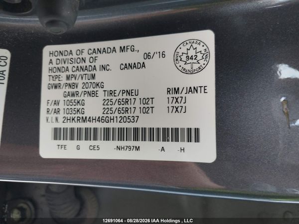 2016 HONDA CR-V SE — I19