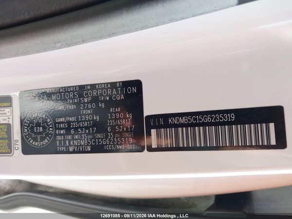 2016 KIA SEDONA LX/LX+ — I18