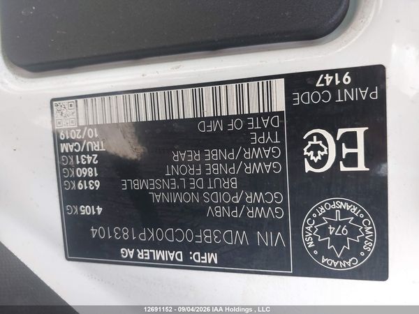 2019 MERCEDES-BENZ SPRINTER 2500 — I9