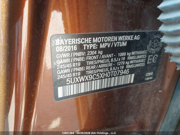 2017 BMW X3 XDRIVE28I — I9
