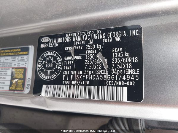 2016 KIA SORENTO EX
