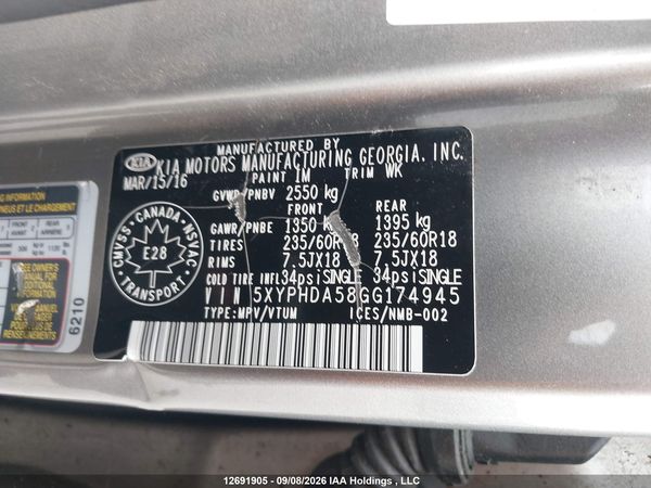 2016 KIA SORENTO EX