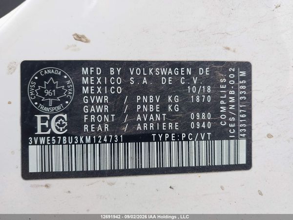 2019 VOLKSWAGEN JETTA SEL — I19