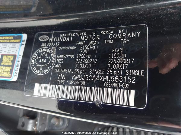 2017 HYUNDAI TUCSON LIMITED/SPORT AND ECO/SE — I19
