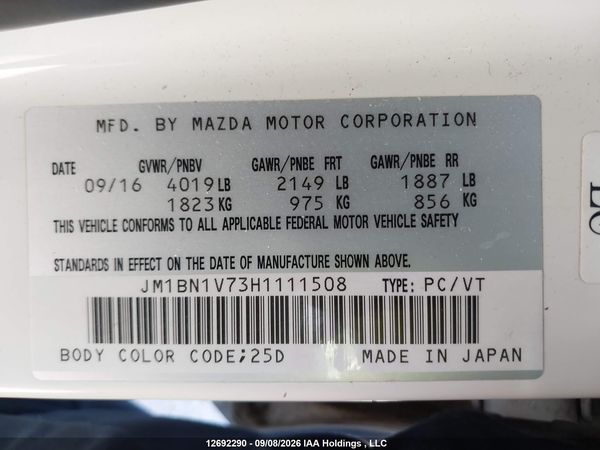 2017 MAZDA MAZDA3 GS