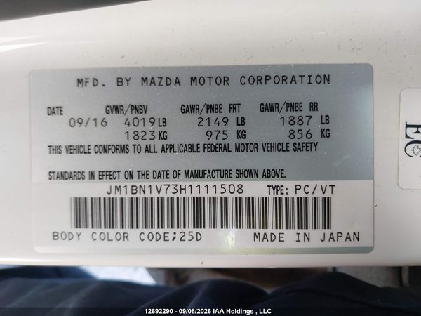 2017 MAZDA MAZDA3 GS