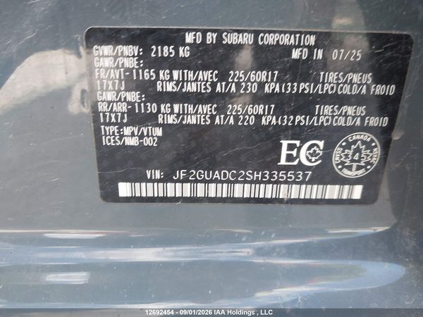2025 SUBARU CROSSTREK PREMIUM — I9