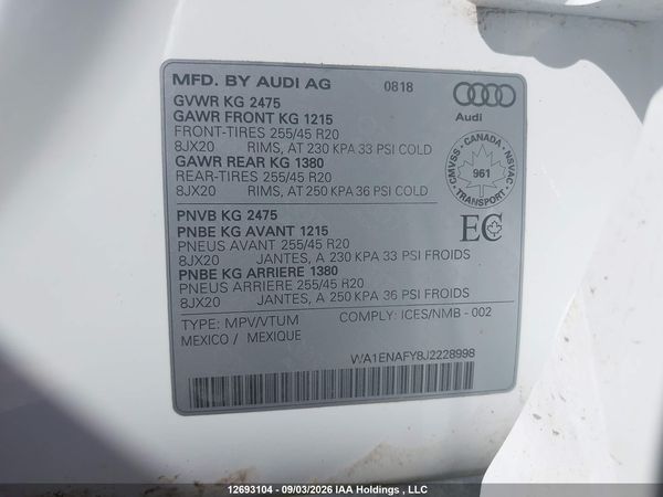 2018 AUDI Q5 2.0T PROGRESSIV — I18