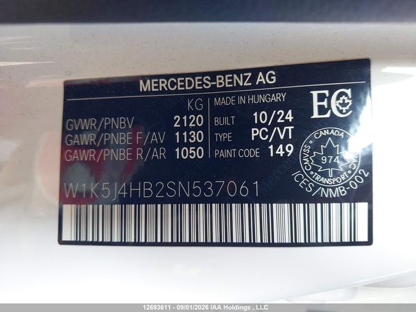 2025 MERCEDES-BENZ CLA 250 4MATIC — I9
