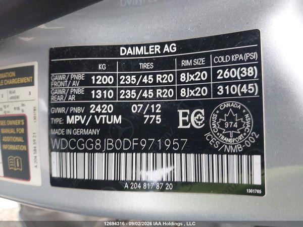 2013 MERCEDES-BENZ GLK 350 4MATIC — I9
