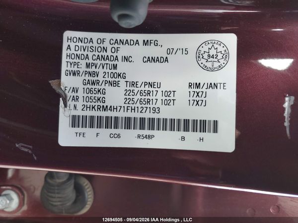 2015 HONDA CR-V EXL