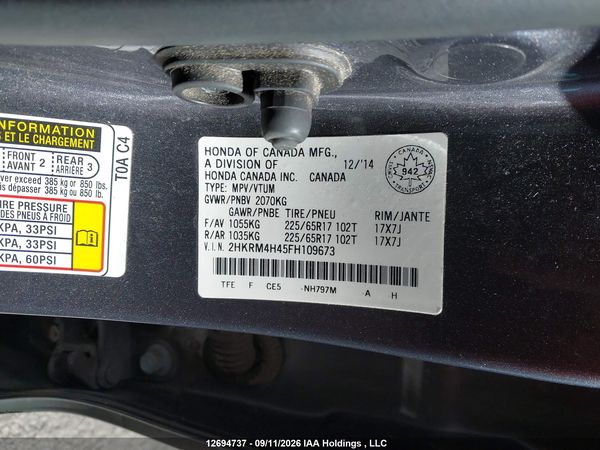 2015 HONDA CR-V SE — I18