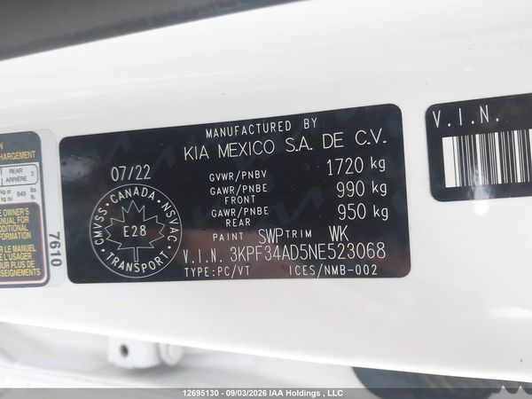 2022 KIA FORTE GT LINE — I18