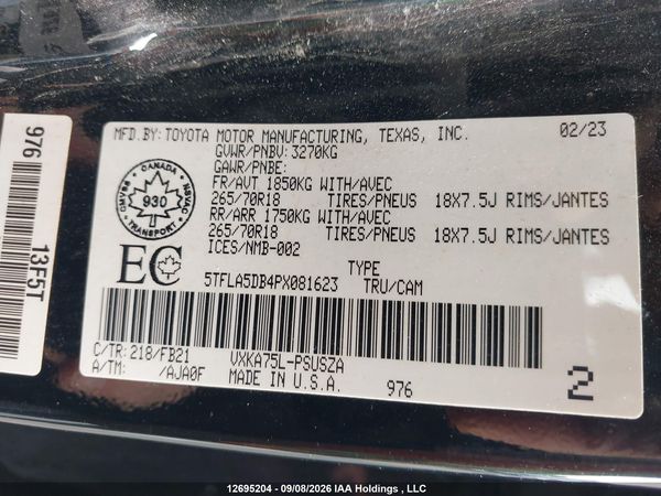 2023 TOYOTA TUNDRA CREWMAX SR/CREWMAX SR5 — I9