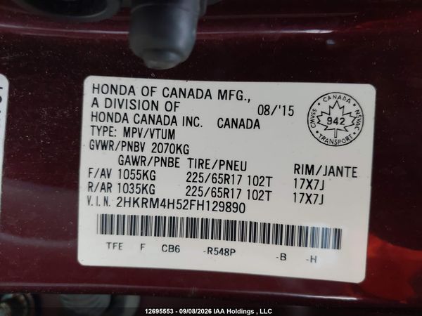2015 HONDA CR-V EX — I9