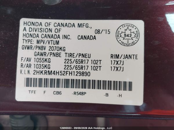2015 HONDA CR-V EX — I18